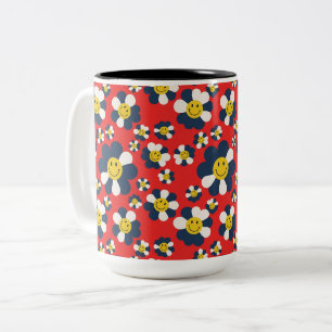 Retro Patriot Smiley Gesicht Zweifarbige Tasse