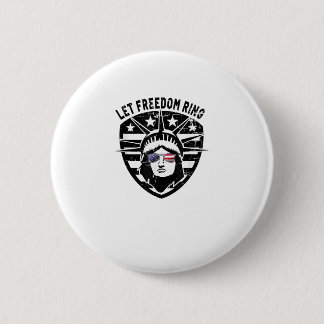 Retro Patriotic Lass Freedom Ring 4. Juli Button