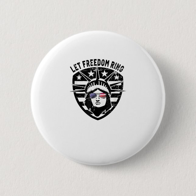 Retro Patriotic Lass Freedom Ring 4. Juli Button (Vorderseite)