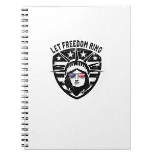 Retro Patriotic Lass Freedom Ring 4. Juli Notizblock