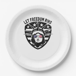 Retro Patriotic Lass Freedom Ring 4. Juli Pappteller