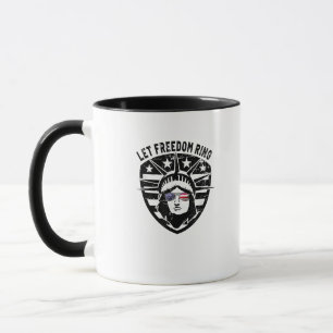 Retro Patriotic Lass Freedom Ring 4. Juli Tasse