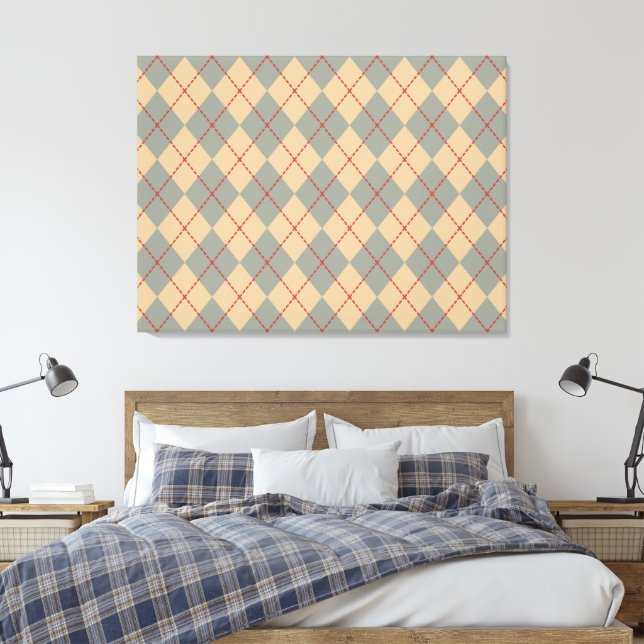 Retro Patriotic Raute Wall Art Leinwanddruck (Insitu (Schlafzimmer))