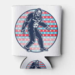 Retro Patriotic Sasquatsch  4. Juli Bigfoot Dosenkühler