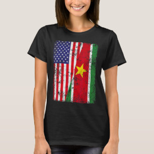 Retro Patriotic Usa American Flag Suriname Flag T-Shirt