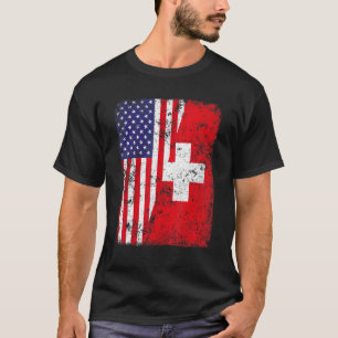 Retro Patriotic USA Flag Schweiz Flag T-Shirt
