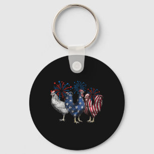 Retro Patriotic Usa Hühnchen USA Hen 4. Juli Fu. Schlüsselanhänger