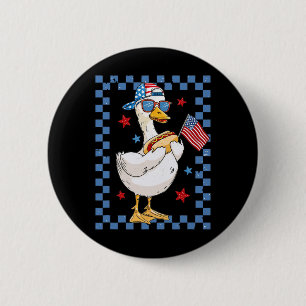 Retro-patriotische Gans Rot Weiß Und Blau 4. Juli Button