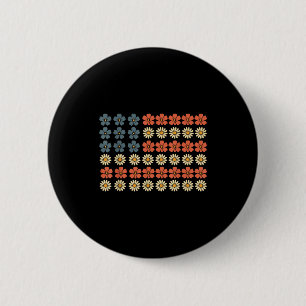 Retro patriotische Gänseblümchen-Amerikanische-Fla Button