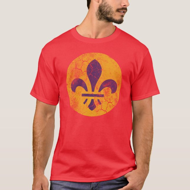 Retro patriotische St.- Louisflaggen-Lilie T-Shirt (Vorderseite)