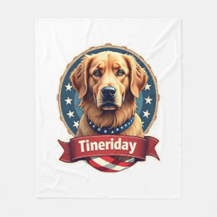 Retro-patriotisches Golden-Retriever-Gravur-T-Shir Fleecedecke