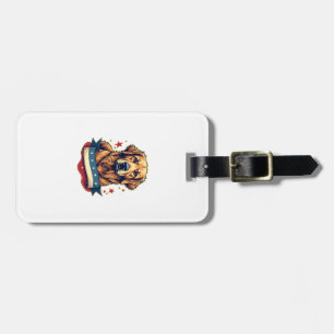 Retro-patriotisches Golden-Retriever-Gravur-T-Shir Gepäckanhänger
