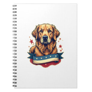 Retro-patriotisches Golden-Retriever-Gravur-T-Shir Notizblock