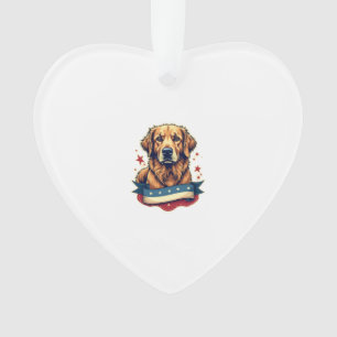 Retro-patriotisches Golden-Retriever-Gravur-T-Shir Ornament
