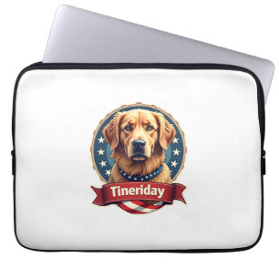Retro-patriotisches Gravur-T-Shirt mit Golden Retr Laptopschutzhülle