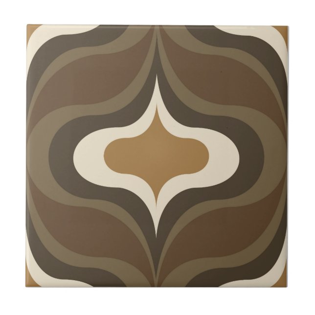 Retro Pattern Brown Fliese (Vorderseite)