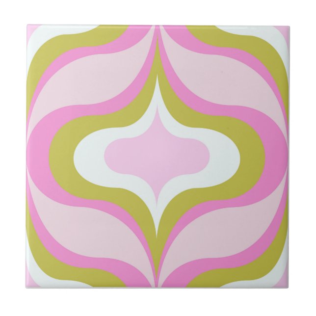 Retro Pattern Pink  Fliese (Vorderseite)