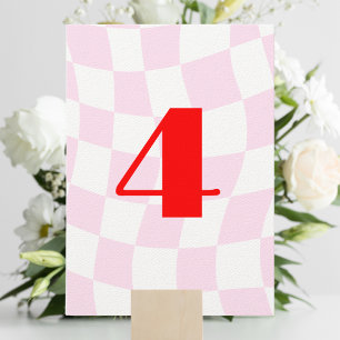 Retro Pattern Rosa Fett Tischnummer