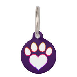 Retro Paw Print mit Herz Haustiermarke