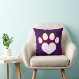 Retro Paw Print mit Herz Kissen