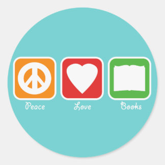 Retro Peace, Liebe, Bücher Sticker (dunkel)