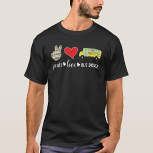 Retro Peace Liebe Busfahrer zurück ins Schulherz H T-Shirt