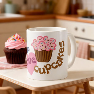 Retro Peace Liebe Cupcakes Kaffee Tasse