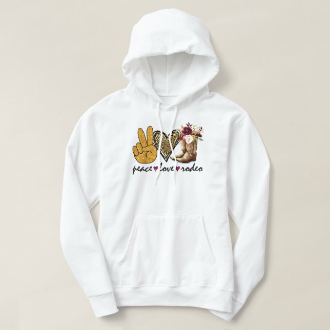 Retro Peace Liebe Rodeo Cowboy Boots Western Count Hoodie (Design vorne)