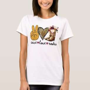 Retro Peace Liebe Rodeo Cowboy Boots Western Count T-Shirt