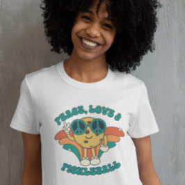 Retro Peace, Liebe und Pickleball Groovy T-Shirt