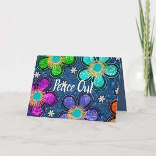 Retro Peace Out Hippie Style Blume Power Muster Karte