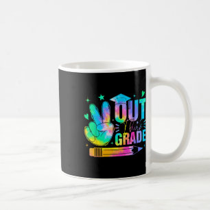 Retro Peace Out Third Grade Abschluss Gefärbte Kra Kaffeetasse