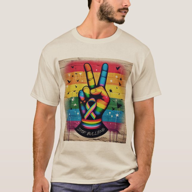 Retro Peace Sign Anti-Bullying T-Shirt (Vorderseite)