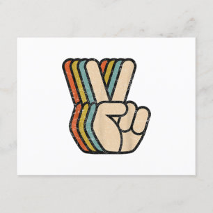 Retro Peace Sign / Fingers Vintag 60er 70er 80er C Begleitkarte