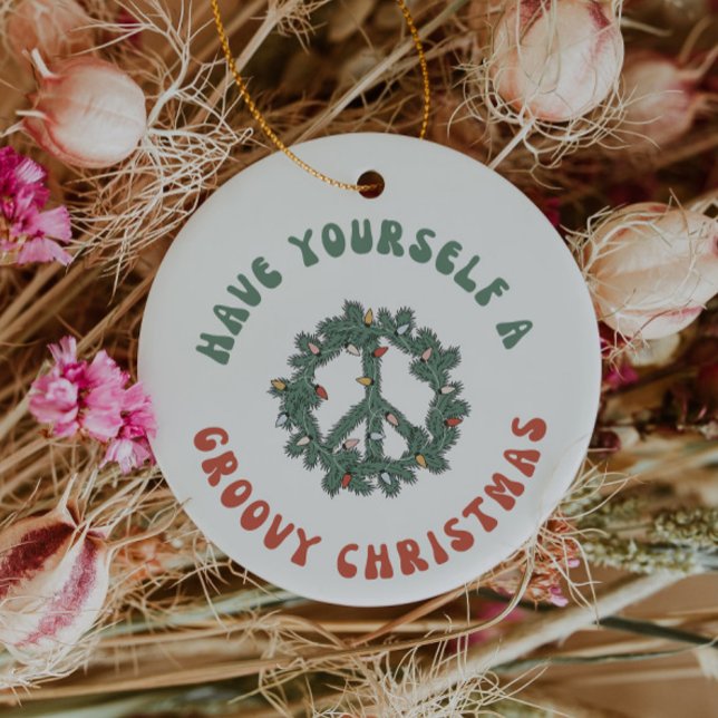 Retro Peace Sign Haben Sie sich ein großartiges We Keramik Ornament (Von Creator hochgeladen)