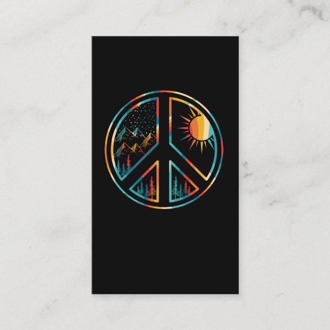 Retro Peace Sign Nature Hippie Wandern Visitenkarte (Vorderseite)
