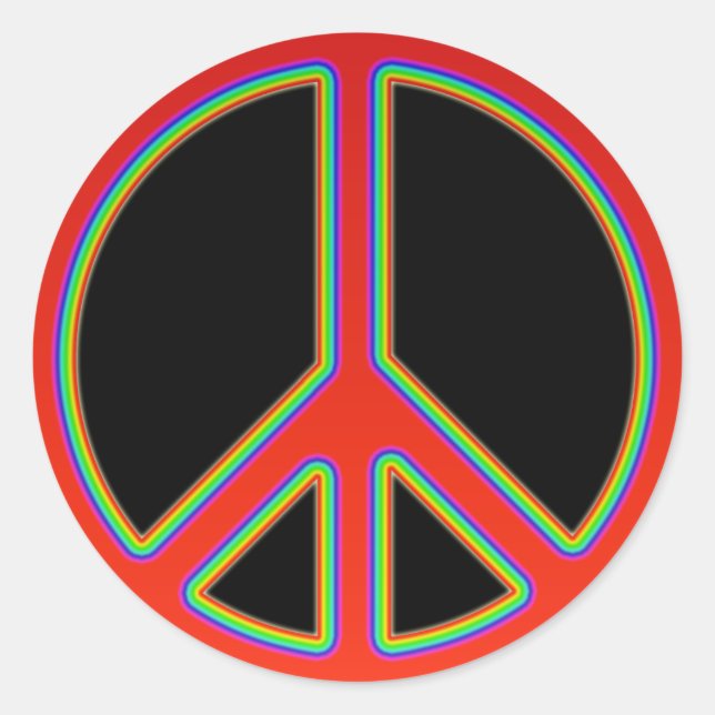 RETRO PEACE SIGN RUNDER AUFKLEBER (Vorderseite)