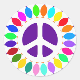 RETRO PEACE SIGN RUNDER AUFKLEBER