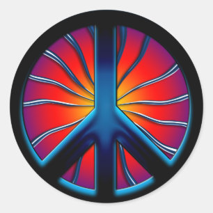 RETRO PEACE SIGN RUNDER AUFKLEBER
