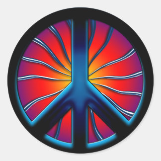 RETRO PEACE SIGN RUNDER AUFKLEBER