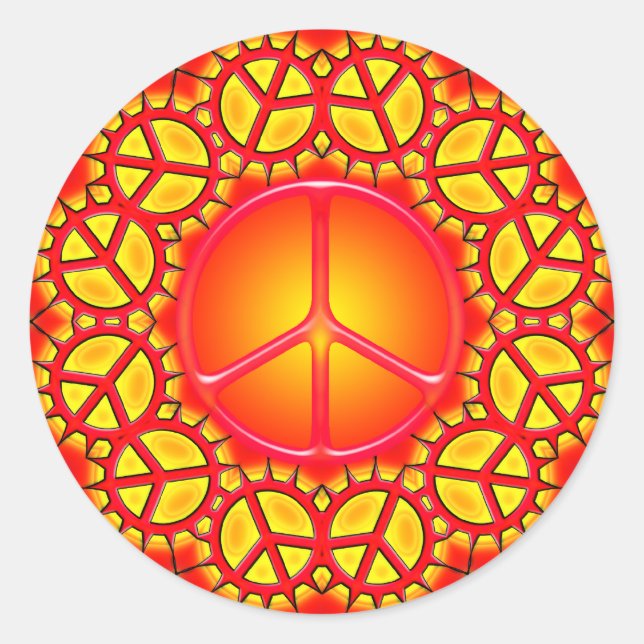 RETRO PEACE SIGN RUNDER AUFKLEBER (Vorderseite)