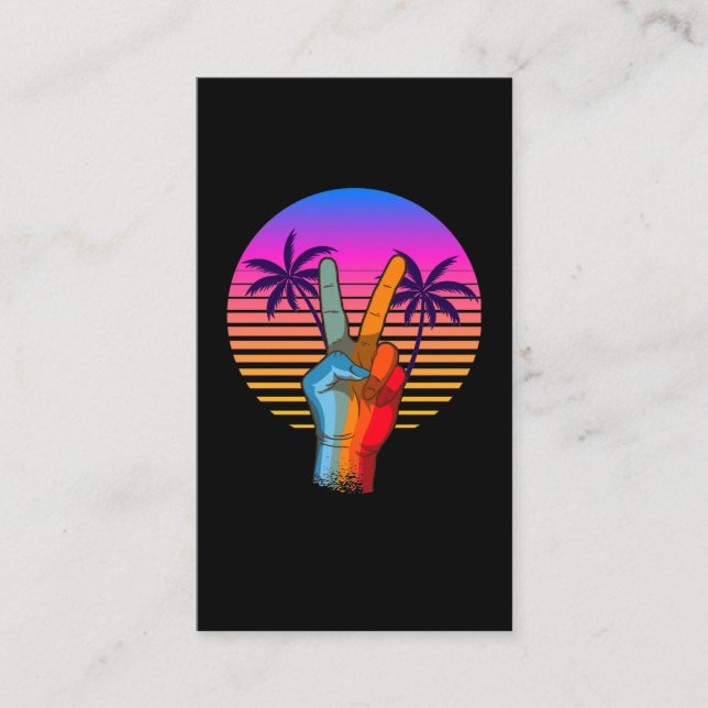 Retro Peace Vaporwave Hawaii 70s 80s Visitenkarte (Vorderseite)