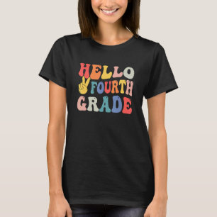 Retro Peace Vierte Klasse Lehrer Student Erster Ta T-Shirt