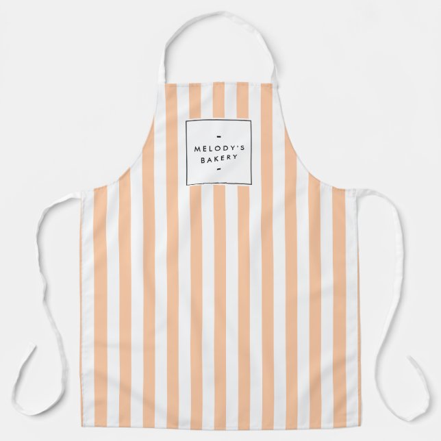 Retro Peach Candy Stripes Schürze (Vorderseite)