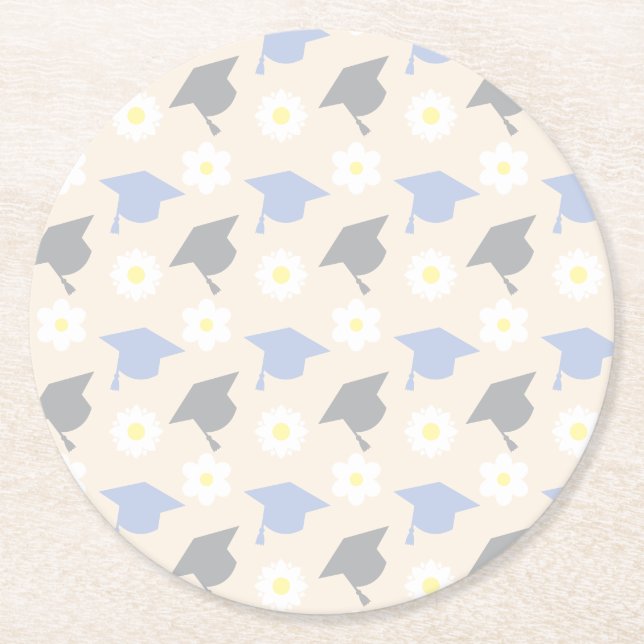 Retro Peach Graduation Runder Pappuntersetzer (Vorderseite)