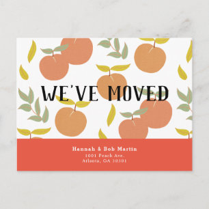 Retro Peach & Leaf Muster Pink Moving Ankündigungspostkarte