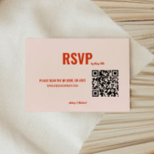 Retro Peach Minimalistic QR Code Hochzeit