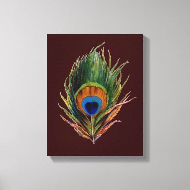 Retro Peacock Feather Canvas Print Leinwanddruck (Vorderseite)