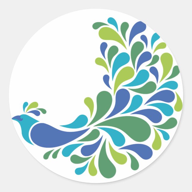Retro Peacock Runder Aufkleber (Vorderseite)