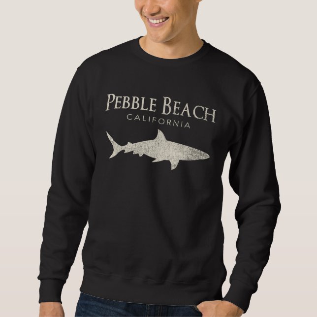 Retro Pebble Beach CA Shark Sweatshirt (Vorderseite)